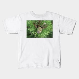 Young Pine Cone in Greens Kids T-Shirt